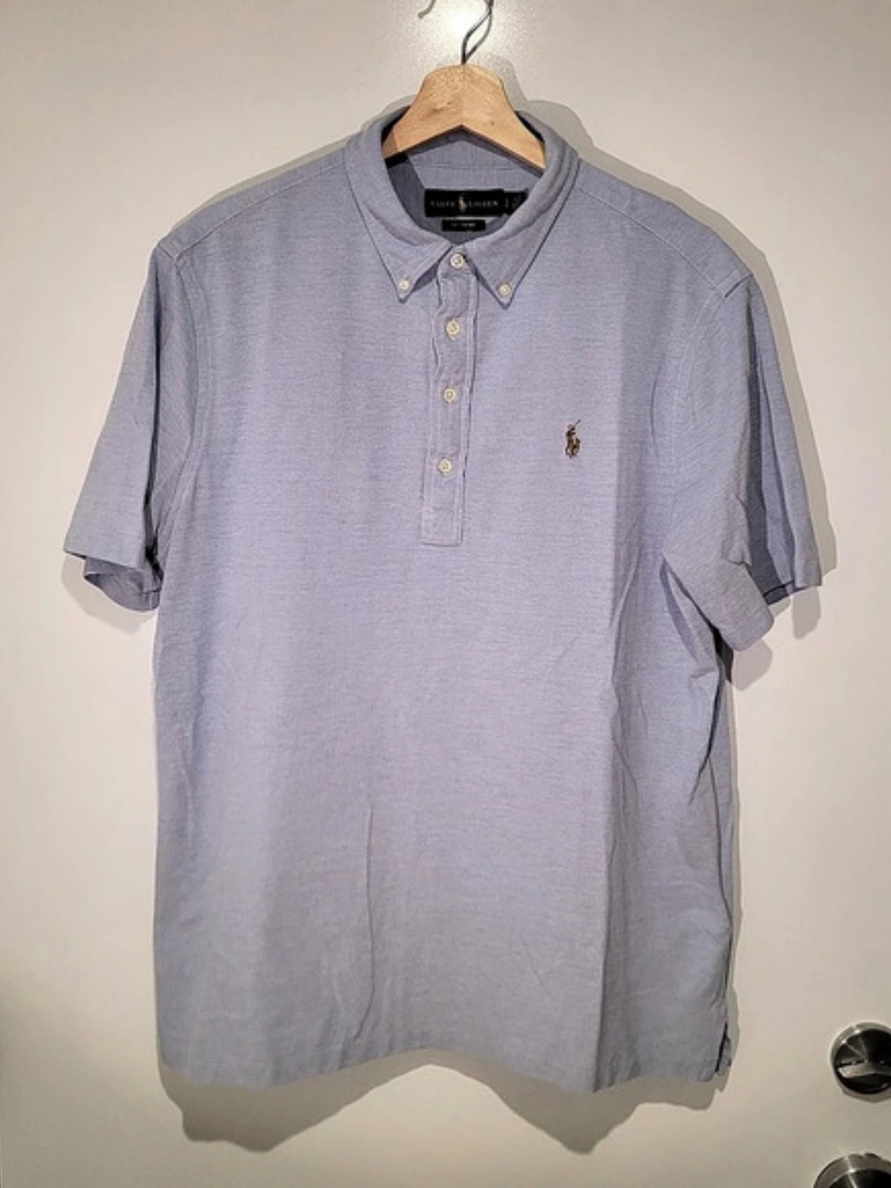 Ralph Lauren Knit Oxford Blue Oxford Polo Size Large